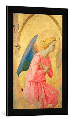 Gerahmtes Bild von Fra Angelico Adoration of an Angel, c.1430-40", Kunstdruck im hochwertigen handgefertigten Bilder-Rahmen, 40x60 cm, Schwarz matt von kunst für alle