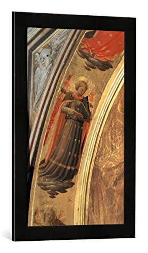 Gerahmtes Bild von Fra Angelico "Detail from the side of the Linaivoli Triptych showing an angel holding a portative organ, 1433", Kunstdruck im hochwertigen handgefertigten Bilder-Rahmen, 40x60 cm, Schwarz matt von kunst für alle