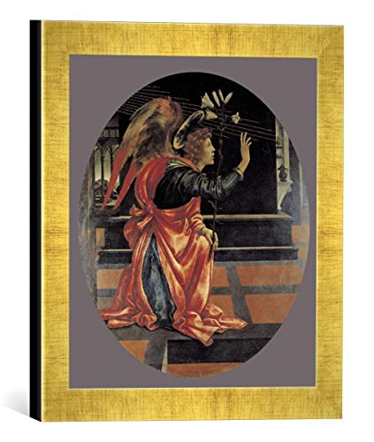 Gerahmtes Bild von Fra Filippo Lippi Engel der Verkündigung, Kunstdruck im hochwertigen handgefertigten Bilder-Rahmen, 30x30 cm, Gold Raya von kunst für alle
