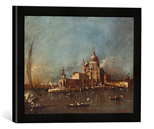 Gerahmtes Bild von Francesco Guardi Blick auf Santa Maria Della Salute und die Dogana, Kunstdruck im hochwertigen handgefertigten Bilder-Rahmen, 40x30 cm, Schwarz matt von kunst für alle