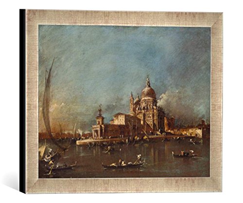 Gerahmtes Bild von Francesco Guardi Blick auf Santa Maria Della Salute und die Dogana, Kunstdruck im hochwertigen handgefertigten Bilder-Rahmen, 40x30 cm, Silber Raya von kunst für alle