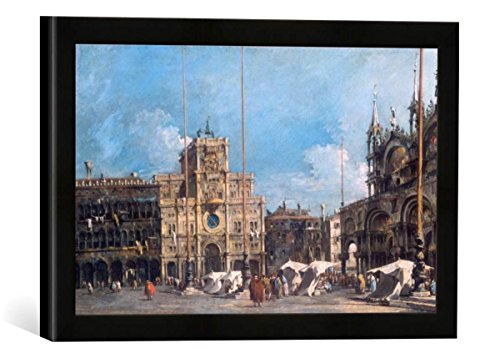 Gerahmtes Bild von Francesco Guardi Der Uhrturm am Markusplatz, Kunstdruck im hochwertigen handgefertigten Bilder-Rahmen, 40x30 cm, Schwarz matt von kunst für alle