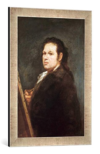 Gerahmtes Bild von Francisco Jose de G. y Lucientes Goya Selbstbildnis, Kunstdruck im hochwertigen handgefertigten Bilder-Rahmen, 40x60 cm, Silber Raya von kunst für alle