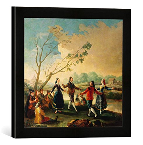 Gerahmtes Bild von Francisco Jose de Goya y Lucientes Dance on The Banks of The River Manzanares, 1777", Kunstdruck im hochwertigen handgefertigten Bilder-Rahmen, 40x30 cm, Schwarz matt von kunst für alle