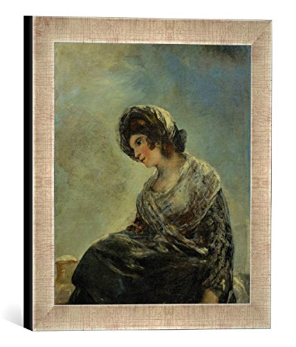 Gerahmtes Bild von Francisco Jose de Goya y Lucientes Das Milchmädchen von Bordeaux, Kunstdruck im hochwertigen handgefertigten Bilder-Rahmen, 30x30 cm, Silber Raya von kunst für alle