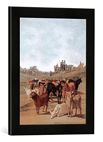 Gerahmtes Bild von Francisco Jose de Goya y Lucientes Die Auswahl der Stiere, Kunstdruck im hochwertigen handgefertigten Bilder-Rahmen, 30x40 cm, Schwarz matt von kunst für alle