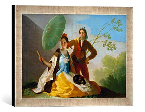 Gerahmtes Bild von Francisco Jose de Goya y Lucientes EL quitasol, Kunstdruck im hochwertigen handgefertigten Bilder-Rahmen, 40x30 cm, Silber Raya von kunst für alle