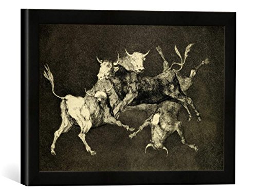 Gerahmtes Bild von Francisco Jose de Goya y Lucientes Folly of The Bulls, from The Follies Series, c.1815-24", Kunstdruck im hochwertigen handgefertigten Bilder-Rahmen, 40x30 cm, Schwarz matt von kunst für alle