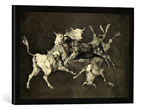 Gerahmtes Bild von Francisco Jose de Goya y Lucientes Folly of The Bulls, from The Follies Series, c.1815-24", Kunstdruck im hochwertigen handgefertigten Bilder-Rahmen, 60x40 cm, Schwarz matt von kunst für alle