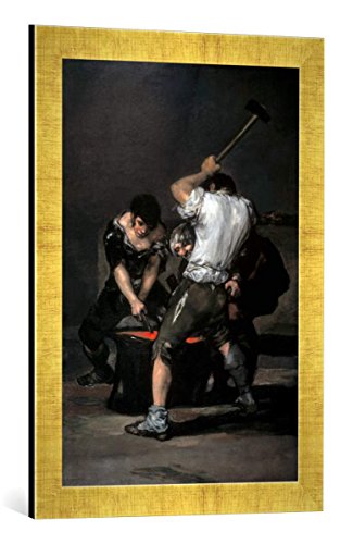 Gerahmtes Bild von Francisco Jose de Goya y Lucientes La Fragua, Kunstdruck im hochwertigen handgefertigten Bilder-Rahmen, 40x60 cm, Gold Raya von kunst für alle