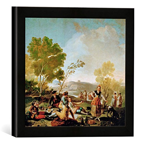 Gerahmtes Bild von Francisco Jose de Goya y Lucientes La merienda, Kunstdruck im hochwertigen handgefertigten Bilder-Rahmen, 30x30 cm, Schwarz matt von kunst für alle