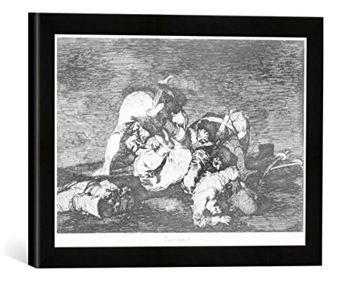 Gerahmtes Bild von Francisco Jose de Goya y Lucientes "Neither do they, plate 10 of 'The Disasters of War', 1810-14, pub. 1863", Kunstdruck im hochwertigen handgefertigten Bilder-Rahmen, 40x30 cm, Schwarz matt von kunst für alle