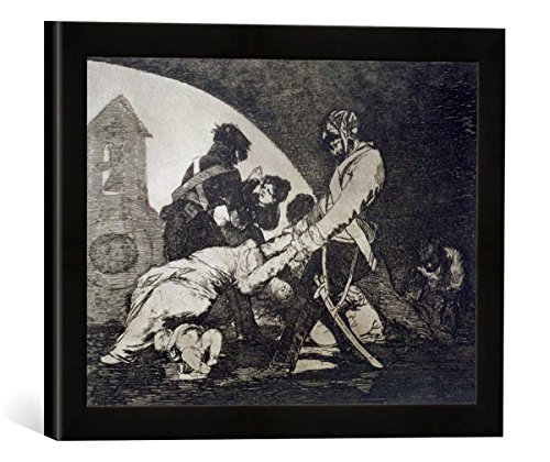 Gerahmtes Bild von Francisco Jose de Goya y Lucientes "Nor do these, plate 11 of 'The Disasters of War', 1810-14, pub.1863", Kunstdruck im hochwertigen handgefertigten Bilder-Rahmen, 40x30 cm, Schwarz matt von kunst für alle