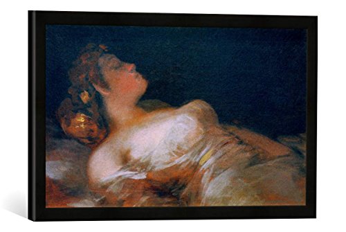 Gerahmtes Bild von Francisco Jose de Goya y Lucientes Schlafende Frau, Kunstdruck im hochwertigen handgefertigten Bilder-Rahmen, 60x40 cm, Schwarz matt von kunst für alle