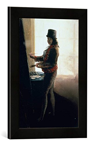 Gerahmtes Bild von Francisco Jose de Goya y Lucientes Selbstporträt im Atelier, Kunstdruck im hochwertigen handgefertigten Bilder-Rahmen, 30x40 cm, Schwarz matt von kunst für alle