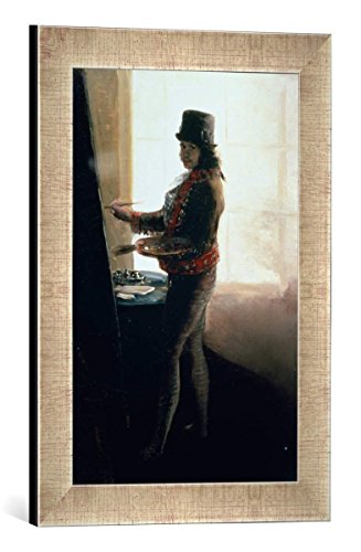 Gerahmtes Bild von Francisco Jose de Goya y Lucientes Selbstporträt im Atelier, Kunstdruck im hochwertigen handgefertigten Bilder-Rahmen, 30x40 cm, Silber Raya von kunst für alle
