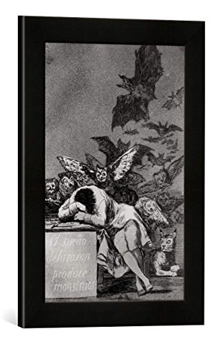 Gerahmtes Bild von Francisco Jose de Goya y Lucientes The Sleep of Reason Produces Monsters, from 'Los Caprichos', Kunstdruck im hochwertigen handgefertigten Bilder-Rahmen, 30x40 cm, Schwarz matt von kunst für alle