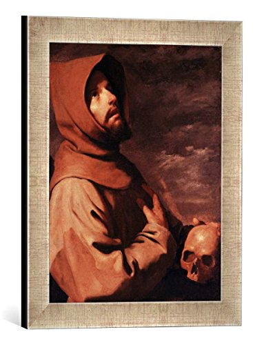 Gerahmtes Bild von Francisco Zurbaran Der Heilige Franziskus in Ekstase, Kunstdruck im hochwertigen handgefertigten Bilder-Rahmen, 30x40 cm, Silber Raya von kunst für alle