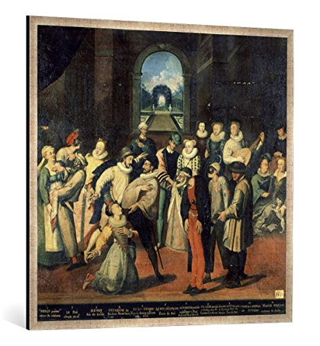 Gerahmtes Bild von Frans Pourbus der Ältere Kostümball unter Karl IX, Kunstdruck im hochwertigen handgefertigten Bilder-Rahmen, 100x100 cm, Silber Raya von kunst für alle