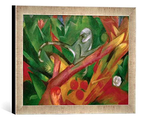 Gerahmtes Bild von Franz Marc Das Äffchen, Kunstdruck im hochwertigen handgefertigten Bilder-Rahmen, 40x30 cm, Silber Raya von kunst für alle