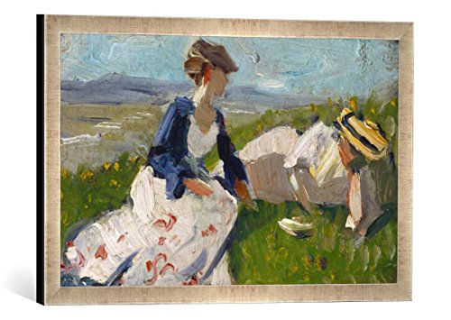 Gerahmtes Bild von Franz Marc Zwei Frauen am Berg: Maria Marc und Marie Schnür, Kunstdruck im hochwertigen handgefertigten Bilder-Rahmen, 60x40 cm, Silber Raya von kunst für alle