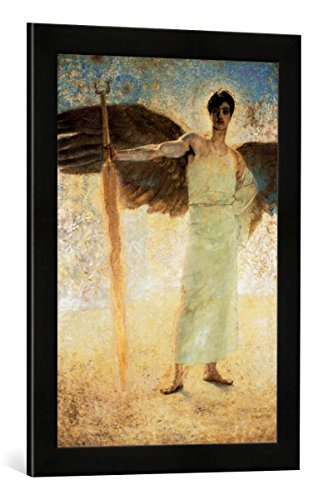 Gerahmtes Bild von Franz Von Stuck Der Wächter des Paradieses, Kunstdruck im hochwertigen handgefertigten Bilder-Rahmen, 40x60 cm, Schwarz matt von kunst für alle