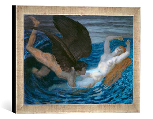 Gerahmtes Bild von Franz Von Stuck Wind und Welle, Kunstdruck im hochwertigen handgefertigten Bilder-Rahmen, 40x30 cm, Silber Raya von kunst für alle