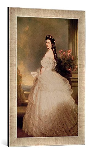 Gerahmtes Bild von Franz Xavier Winterhalter Elizabeth (1837-98), Empress of Austria, 1865", Kunstdruck im hochwertigen handgefertigten Bilder-Rahmen, 40x60 cm, Silber Raya von kunst für alle