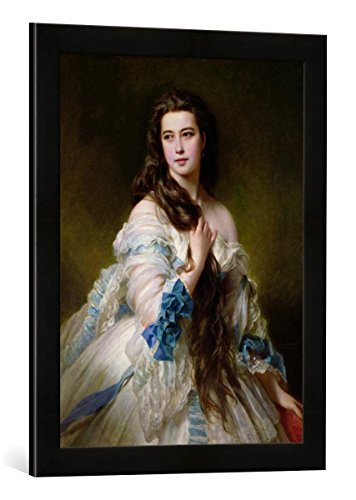 Gerahmtes Bild von Franz Xavier Winterhalter "Portrait of Madame Rimsky-Korsakov (1833-78) nee Varvara Dmitrievna Mergassov, 1864", Kunstdruck im hochwertigen handgefertigten Bilder-Rahmen, 40x60 cm, Schwarz matt von kunst für alle