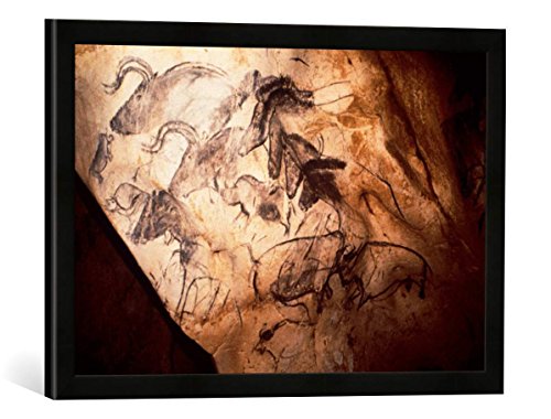 Gerahmtes Bild von Gemeinde Vallon-Pontd'Arc Combe d'Arc Höhlenmalerei Combe d'Arc, Kunstdruck im hochwertigen handgefertigten Bilder-Rahmen, 60x40 cm, Schwarz matt von kunst für alle