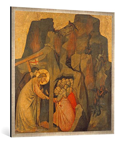 Gerahmtes Bild von Giotto di Bondone Christus in der Vorhölle, Kunstdruck im hochwertigen handgefertigten Bilder-Rahmen, 100x100 cm, Silber Raya von kunst für alle