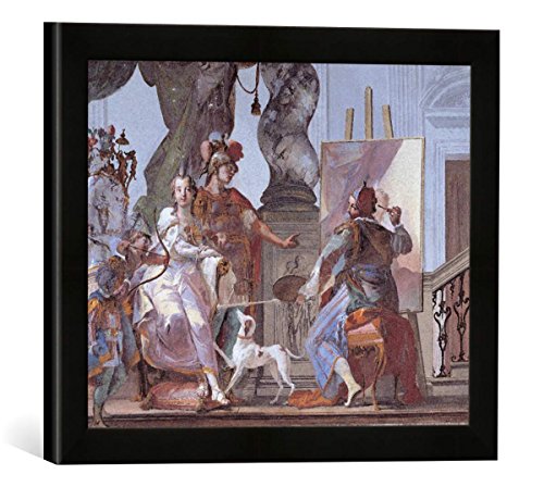 Gerahmtes Bild von Giovanni Battista Crosato Apelles Malt Campaspe, Kunstdruck im hochwertigen handgefertigten Bilder-Rahmen, 40x30 cm, Schwarz matt von kunst für alle