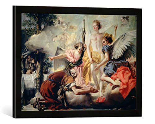 Gerahmtes Bild von Giovanni Domenico Tiepolo Abraham und die DREI Engel, Kunstdruck im hochwertigen handgefertigten Bilder-Rahmen, 60x40 cm, Schwarz matt von kunst für alle