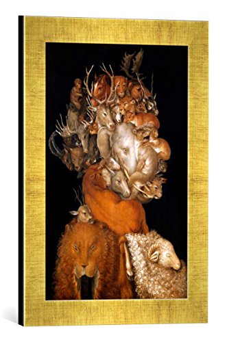 Gerahmtes Bild von Giuseppe Arcimboldo Erde, Kunstdruck im hochwertigen handgefertigten Bilder-Rahmen, 30x40 cm, Gold Raya von kunst für alle