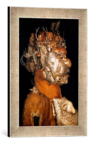 Gerahmtes Bild von Giuseppe Arcimboldo Erde, Kunstdruck im hochwertigen handgefertigten Bilder-Rahmen, 30x40 cm, Silber Raya von kunst für alle
