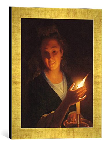 Gerahmtes Bild von Godfried Schalken or Schalcken Woman with a Candle, Kunstdruck im hochwertigen handgefertigten Bilder-Rahmen, 30x40 cm, Gold Raya von kunst für alle