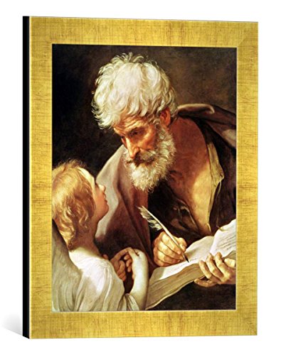 Gerahmtes Bild von Guido Reni Saint Matthew, Kunstdruck im hochwertigen handgefertigten Bilder-Rahmen, 30x40 cm, Gold Raya von kunst für alle