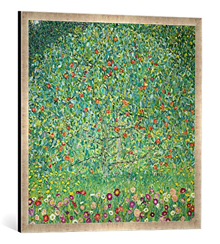 Gerahmtes Bild von Gustav Klimt Apfelbaum I, Kunstdruck im hochwertigen handgefertigten Bilder-Rahmen, 70x70 cm, Silber Raya von kunst für alle