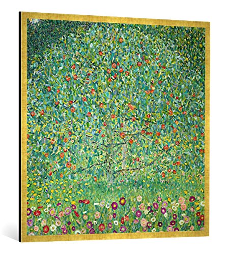Gerahmtes Bild von Gustav Klimt Apfelbaum I, Kunstdruck im hochwertigen handgefertigten Bilder-Rahmen, 100x100 cm, Gold Raya von kunst für alle
