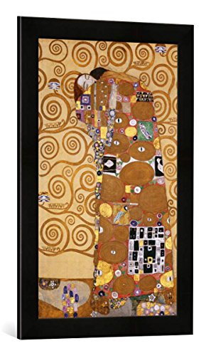 Gerahmtes Bild von Gustav Klimt Die Erfüllung, Kunstdruck im hochwertigen handgefertigten Bilder-Rahmen, 40x60 cm, Schwarz matt von kunst für alle