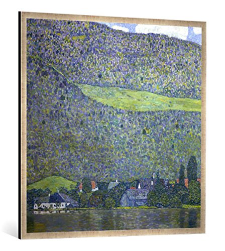 Gerahmtes Bild von Gustav Klimt Litzlberg am Attersee, Kunstdruck im hochwertigen handgefertigten Bilder-Rahmen, 100x100 cm, Silber Raya von kunst für alle