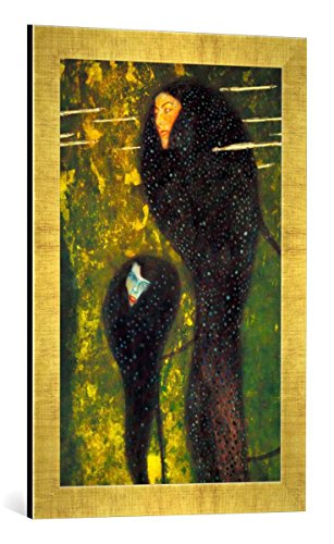 Gerahmtes Bild von Gustav Klimt Nixen (Silberfische), Kunstdruck im hochwertigen handgefertigten Bilder-Rahmen, 40x60 cm, Gold Raya von kunst für alle