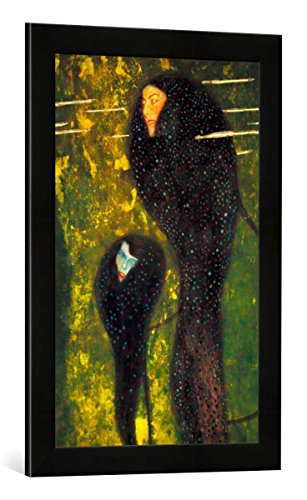 Gerahmtes Bild von Gustav Klimt Nixen (Silberfische), Kunstdruck im hochwertigen handgefertigten Bilder-Rahmen, 40x60 cm, Schwarz matt von kunst für alle