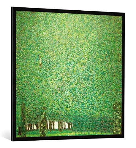 Gerahmtes Bild von Gustav Klimt Park, Kunstdruck im hochwertigen handgefertigten Bilder-Rahmen, 100x100 cm, Schwarz matt von kunst für alle