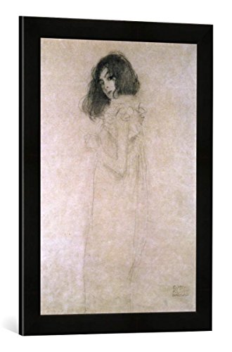 Gerahmtes Bild von Gustav Klimt Portrait of a Young Woman, 1896-97", Kunstdruck im hochwertigen handgefertigten Bilder-Rahmen, 40x60 cm, Schwarz matt von kunst für alle