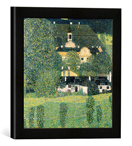 Gerahmtes Bild von Gustav Klimt Schloss Kammer am Attersee II, c.1909, Kunstdruck im hochwertigen handgefertigten Bilder-Rahmen, 30x30 cm, Schwarz matt von kunst für alle