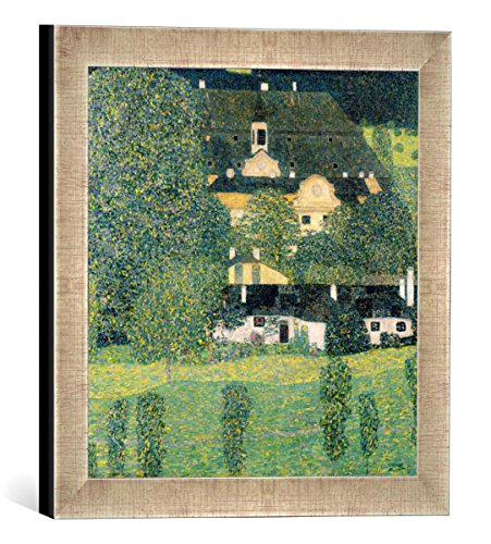 Gerahmtes Bild von Gustav Klimt Schloss Kammer am Attersee II, c.1909, Kunstdruck im hochwertigen handgefertigten Bilder-Rahmen, 30x30 cm, Silber Raya von kunst für alle