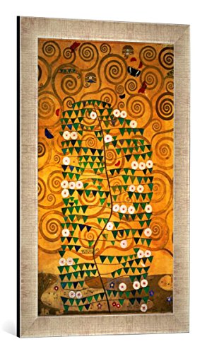Gerahmtes Bild von Gustav Klimt Tree of Life c.1905-09", Kunstdruck im hochwertigen handgefertigten Bilder-Rahmen, 40x60 cm, Silber Raya von kunst für alle