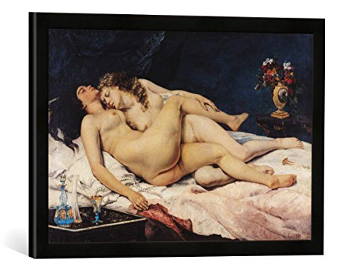 Gerahmtes Bild von Gustave Courbet Le Sommeil, 1866", Kunstdruck im hochwertigen handgefertigten Bilder-Rahmen, 60x40 cm, Schwarz matt von kunst für alle