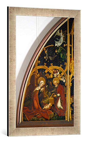 Gerahmtes Bild von Hans Holbein der Ältere Christi Geburt aus der Basilikatafel Santa Maria Maggiore, Kunstdruck im hochwertigen handgefertigten Bilder-Rahmen, 40x60 cm, Silber Raya von kunst für alle